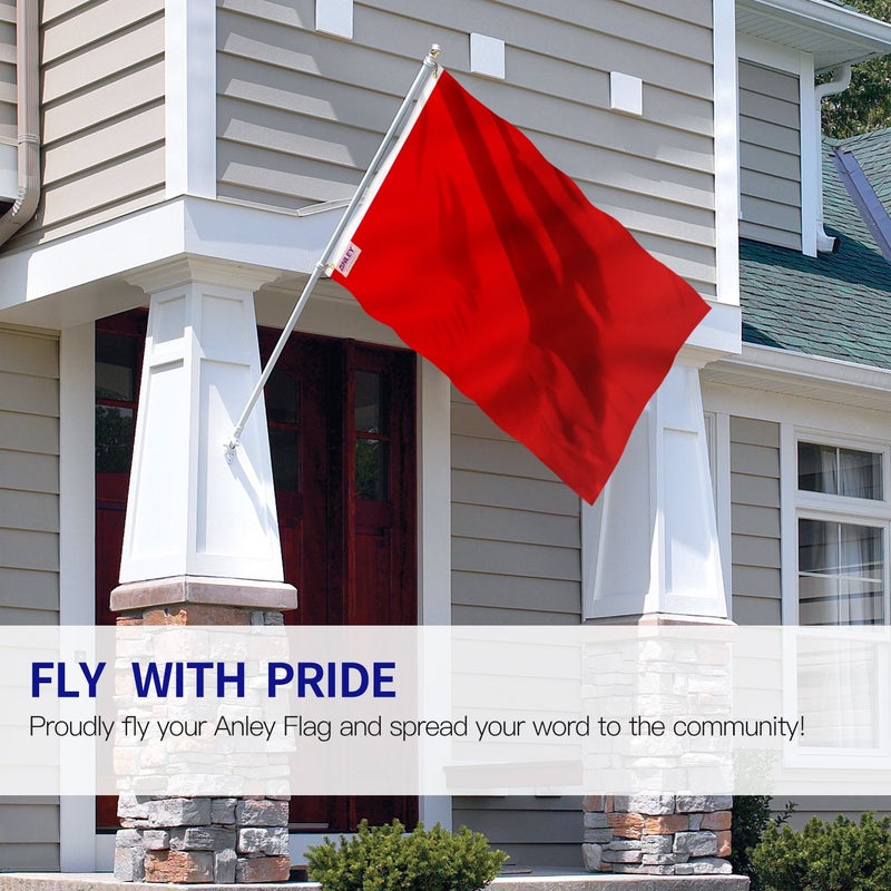 حزمة Anley مكونة من قطعتين من علم Fly Breeze مقاس 3 × 5 أقدام - لون زاهي ومقاوم للبهتان - رأس من القماش وخياطة مزدوجة - أعلام حمراء سادة من البوليستر مع حلقات نحاسية مقاس 3 × 5 أقدام - Image 2